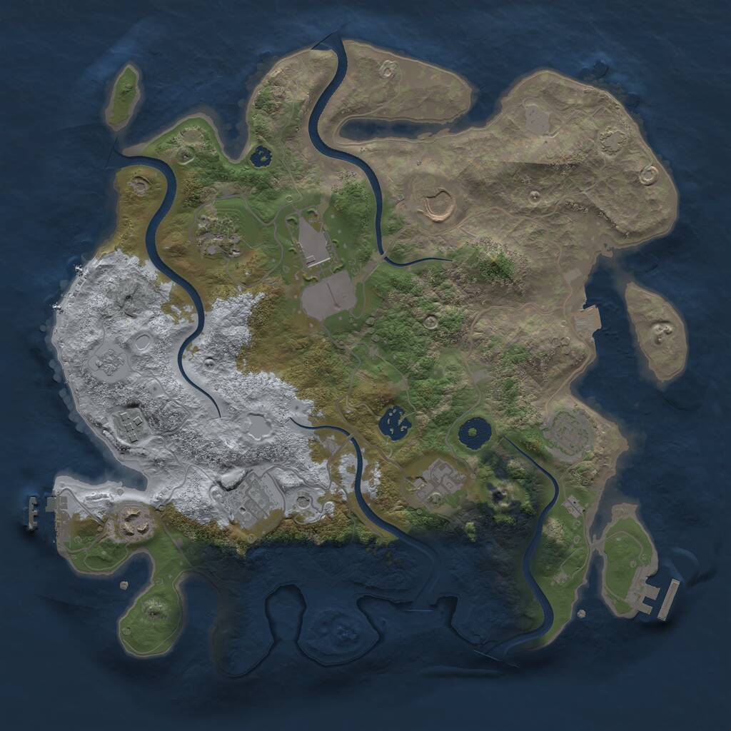 Rust Map: Procedural Map, Size: 3500, Seed: 648256, 15 Monuments