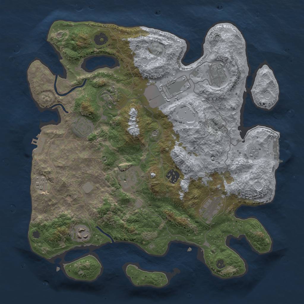Rust Map: Procedural Map, Size: 3500, Seed: 1429838, 18 Monuments