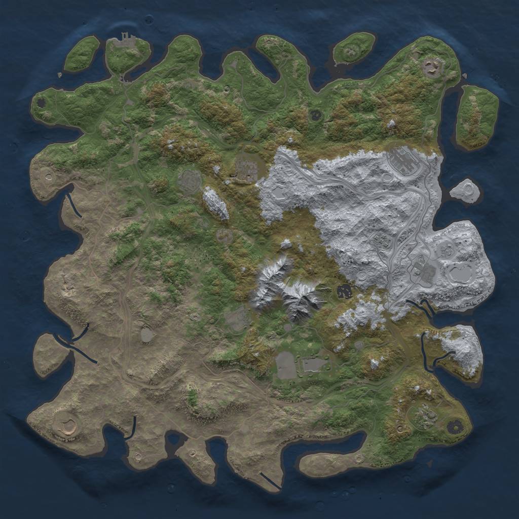 Rust Map: Procedural Map, Size: 5000, Seed: 602871154, 19 Monuments