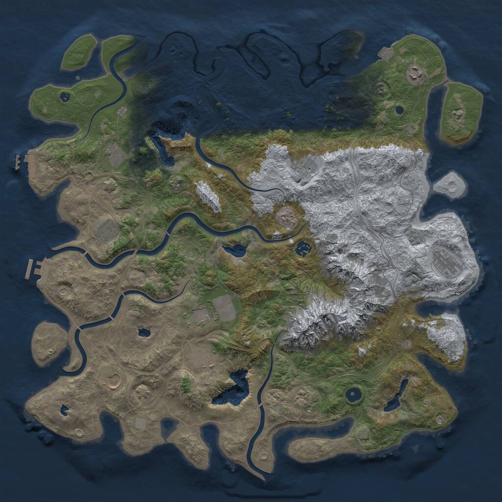 Rust Map: Procedural Map, Size: 5000, Seed: 602871154, 17 Monuments