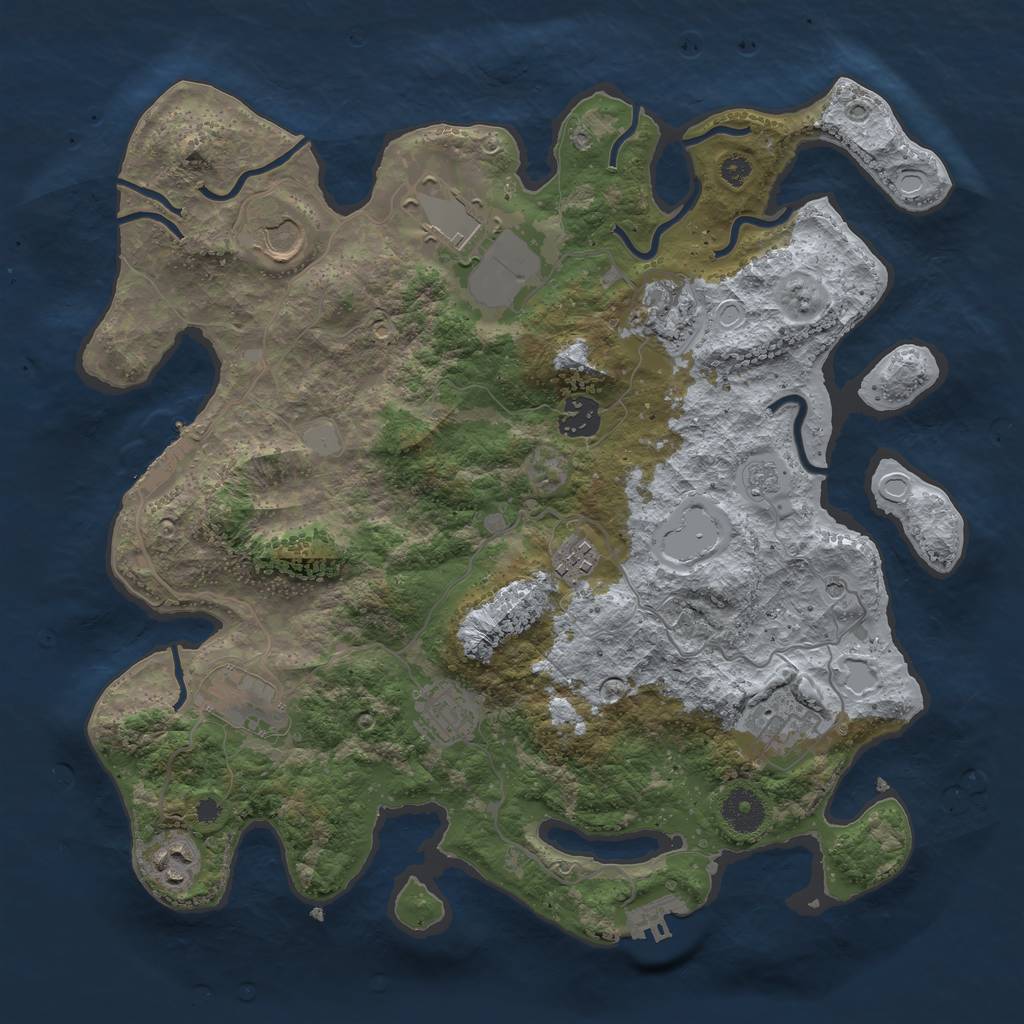 Rust Map: Procedural Map, Size: 3600, Seed: 221287, 18 Monuments