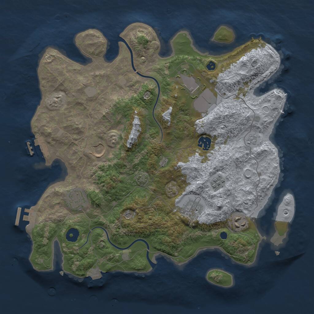 Rust Map: Procedural Map, Size: 3500, Seed: 1069942298, 13 Monuments