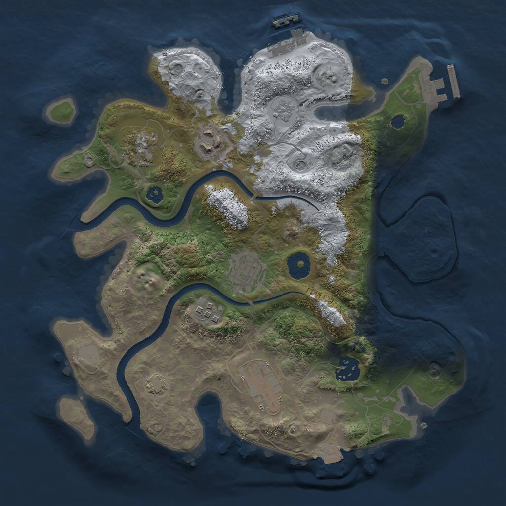 Rust Map: Procedural Map, Size: 3000, Seed: 20464, 12 Monuments