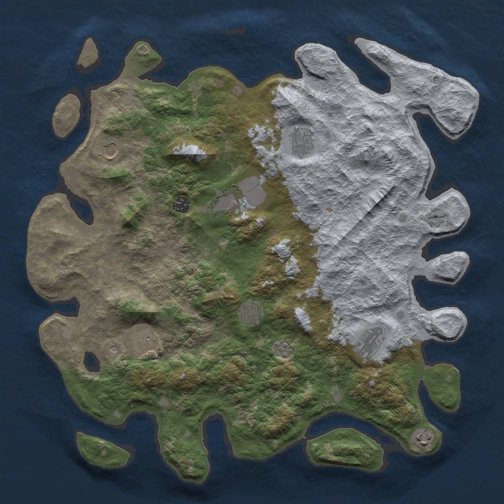 Rust Map: Barren, Size: 4500, Seed: 1275607936, 12 Monuments