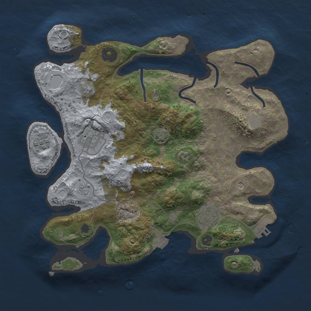 Rust Map: Procedural Map, Size: 3000, Seed: 19852, 10 Monuments