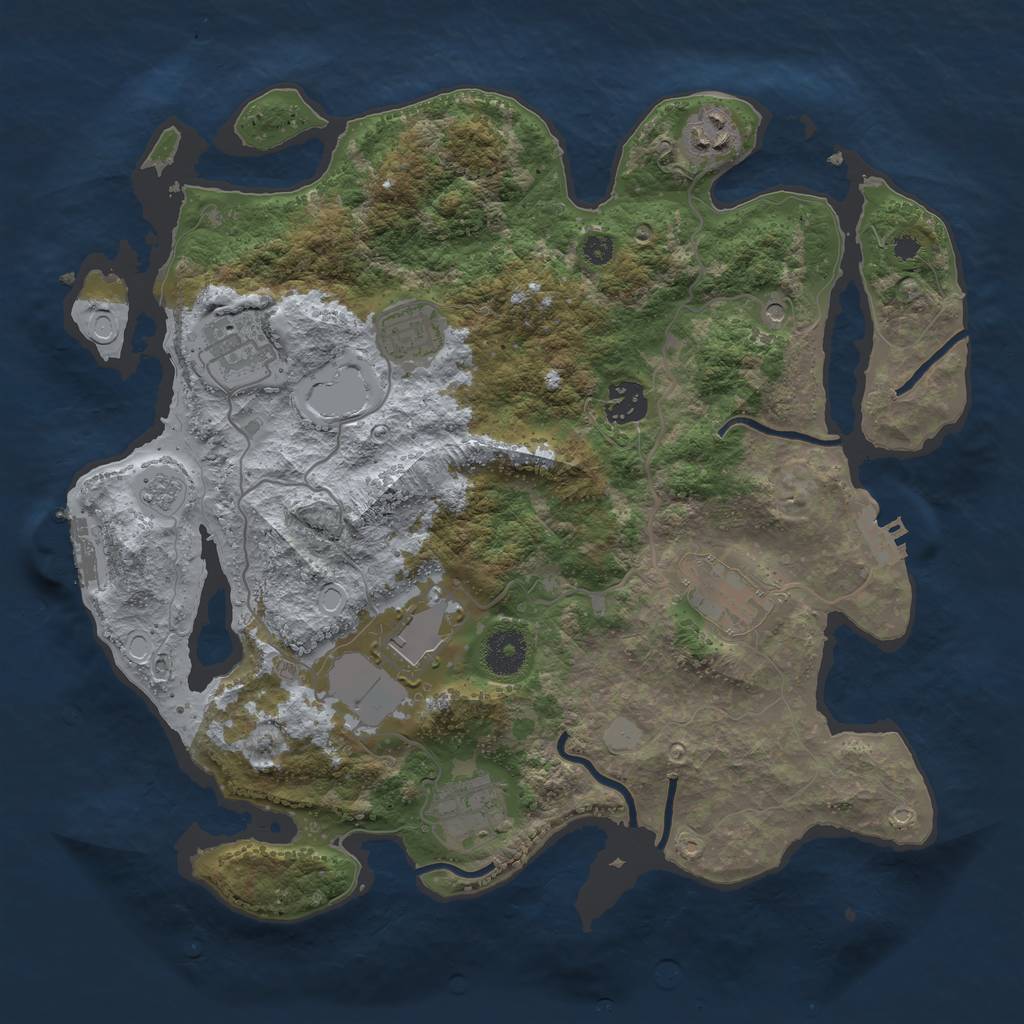 Rust Map: Procedural Map, Size: 3500, Seed: 79832843, 14 Monuments