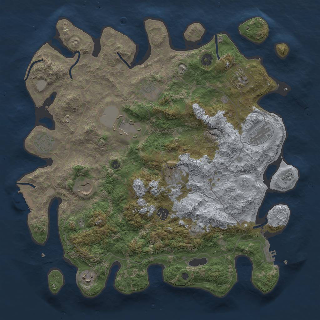 Rust Map: Procedural Map, Size: 4000, Seed: 21666972, 19 Monuments