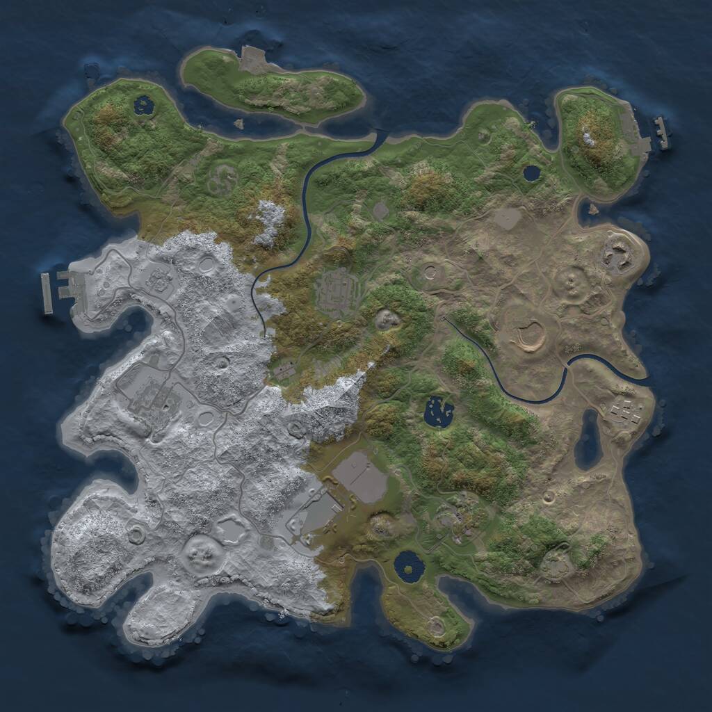 Rust Map: Procedural Map, Size: 3500, Seed: 21423934, 14 Monuments