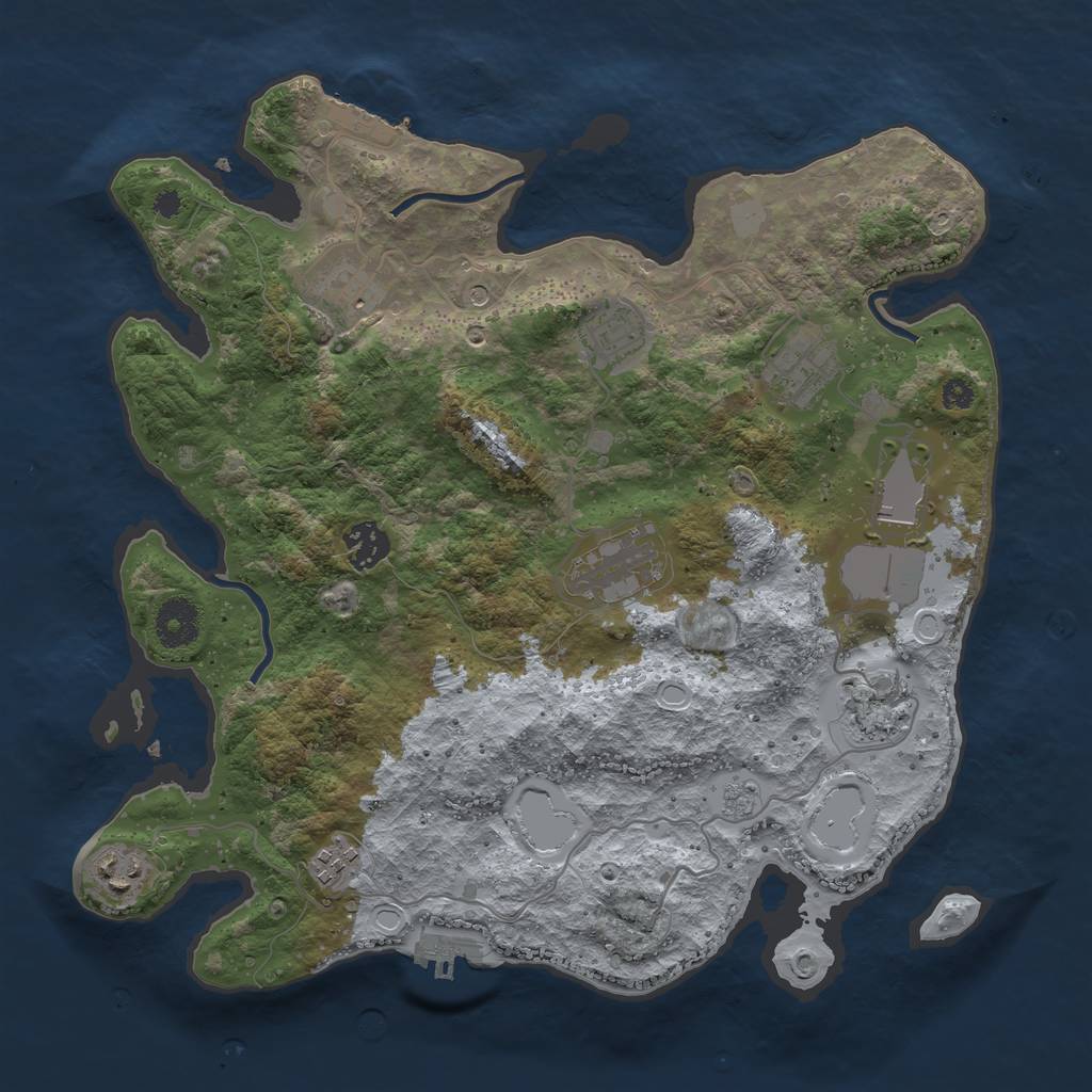 Rust Map: Procedural Map, Size: 3500, Seed: 64091563, 18 Monuments