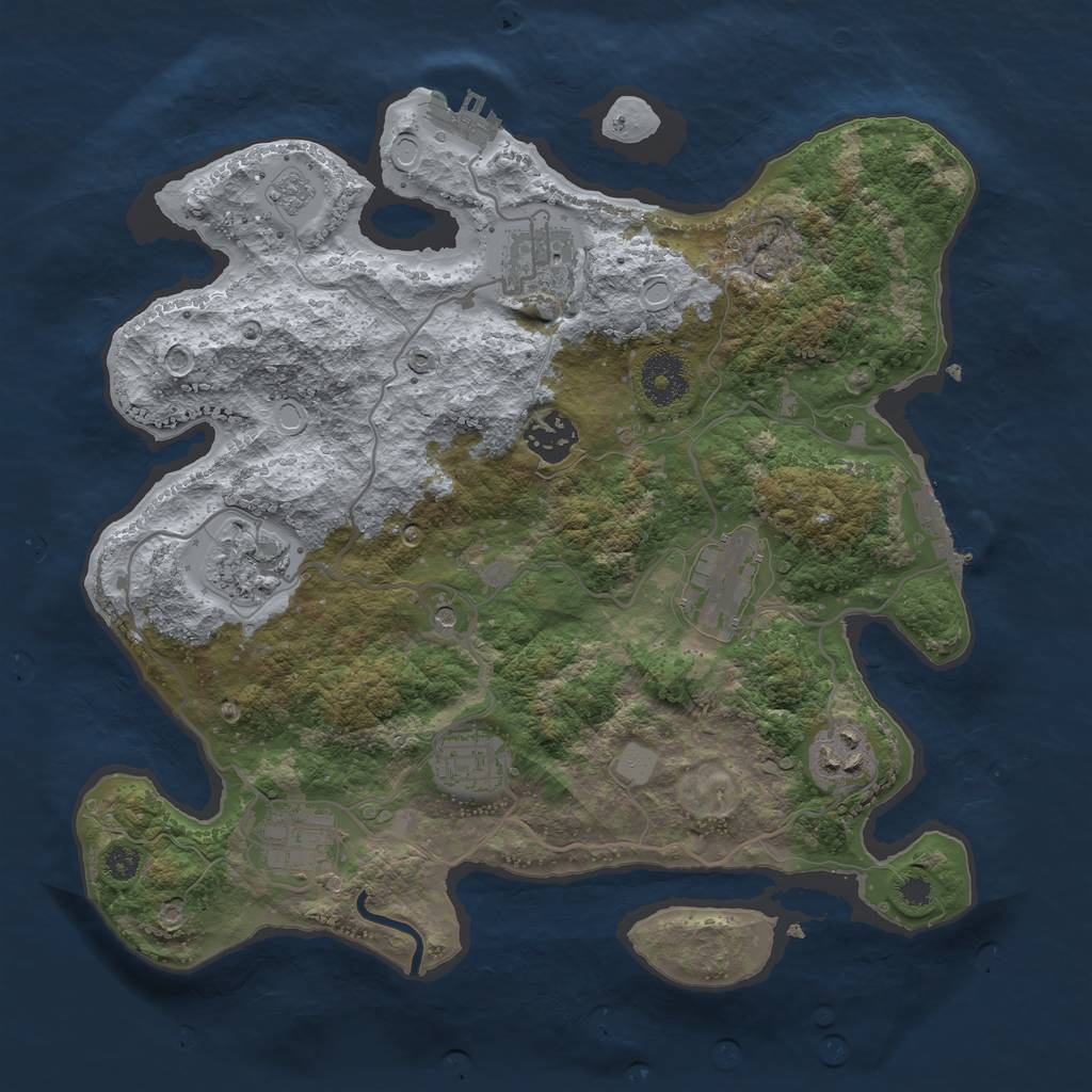 Rust Map: Procedural Map, Size: 3250, Seed: 1027775912, 16 Monuments