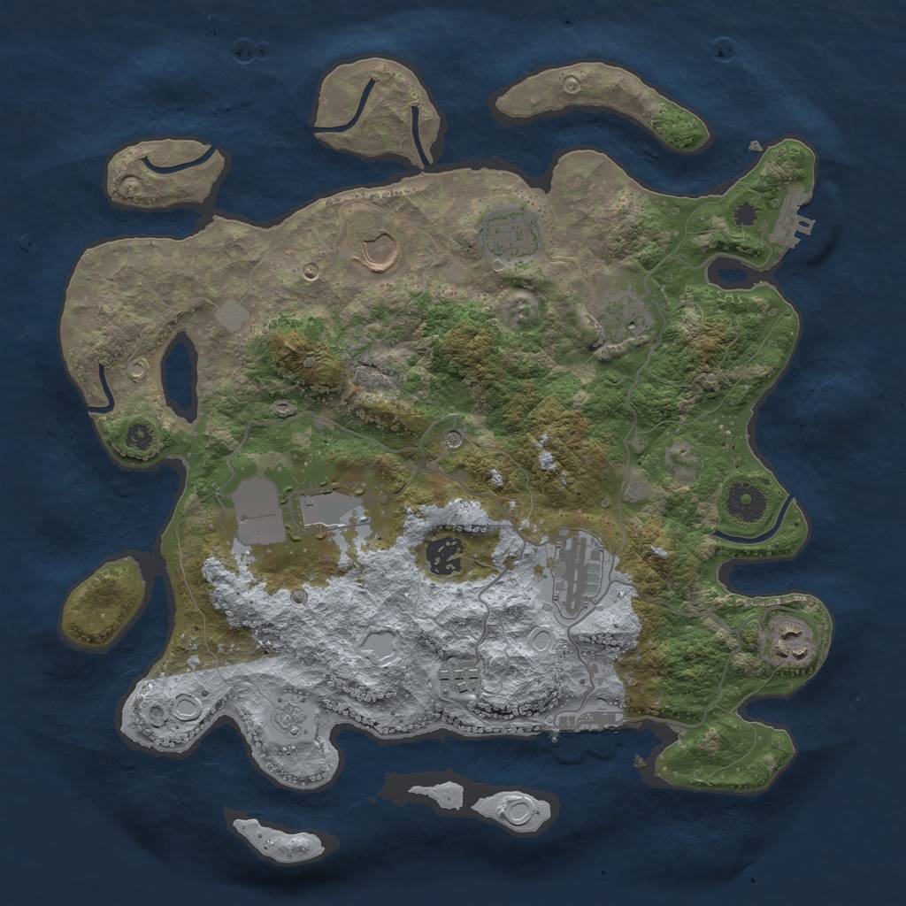 Rust Map: Procedural Map, Size: 3500, Seed: 31155010, 17 Monuments