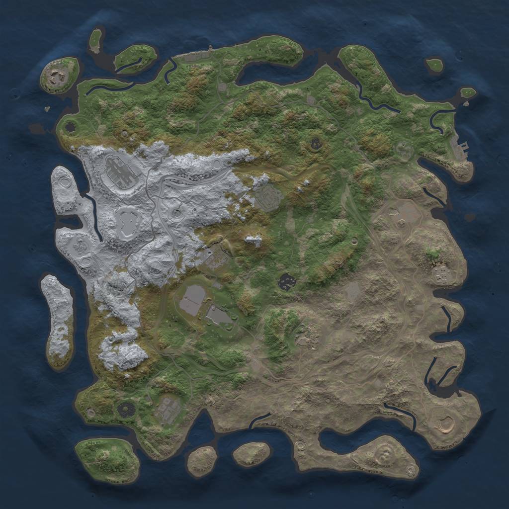Rust Map: Procedural Map, Size: 4500, Seed: 243277143, 20 Monuments