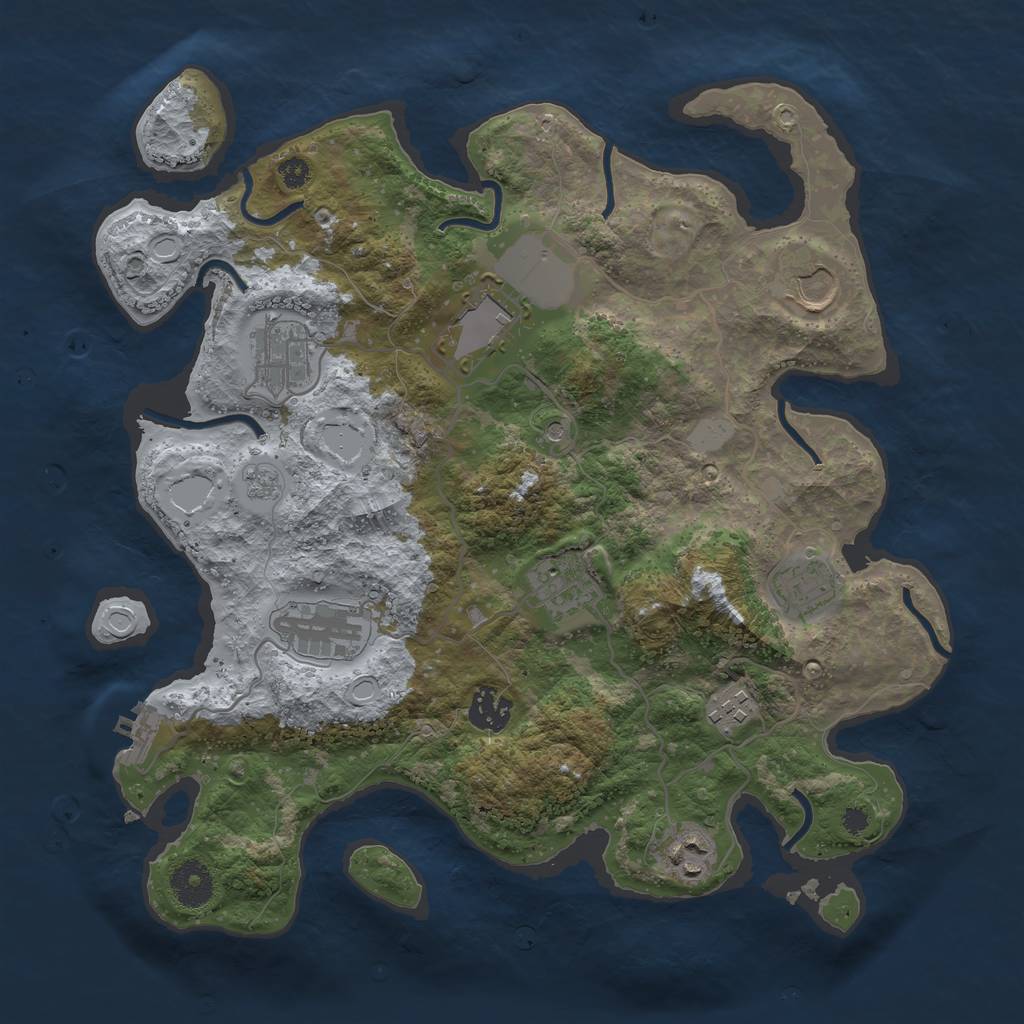 Rust Map: Procedural Map, Size: 3500, Seed: 17309, 17 Monuments