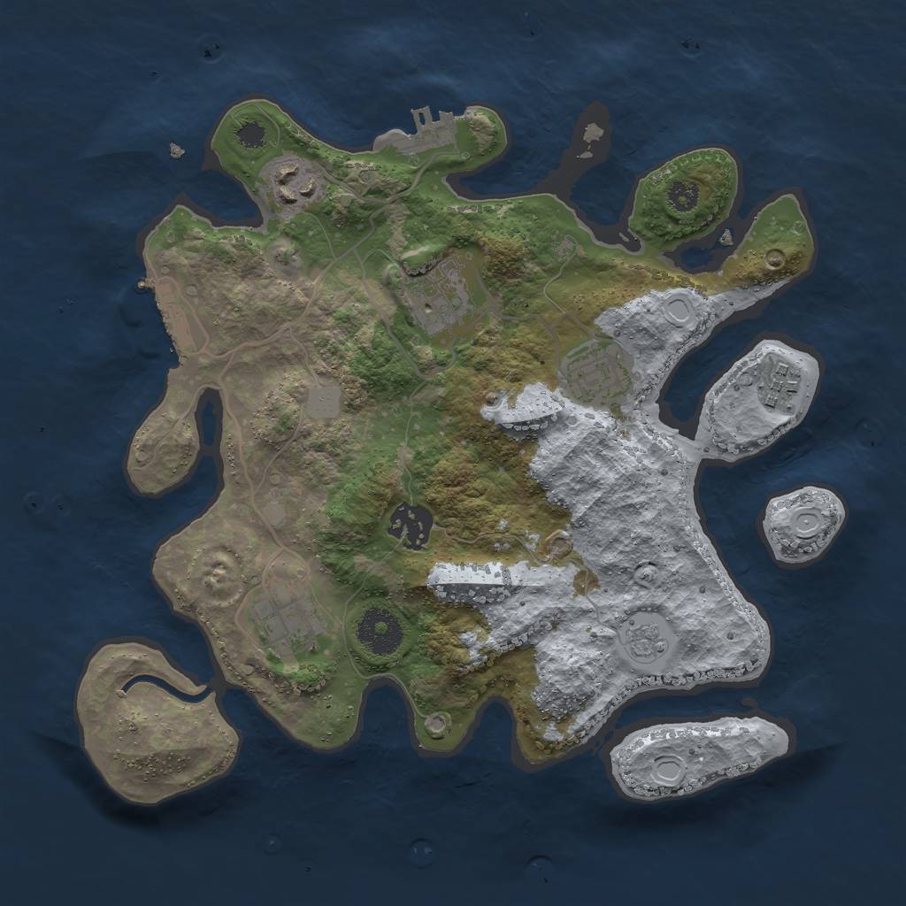 Rust Map: Procedural Map, Size: 3000, Seed: 1954851242, 14 Monuments