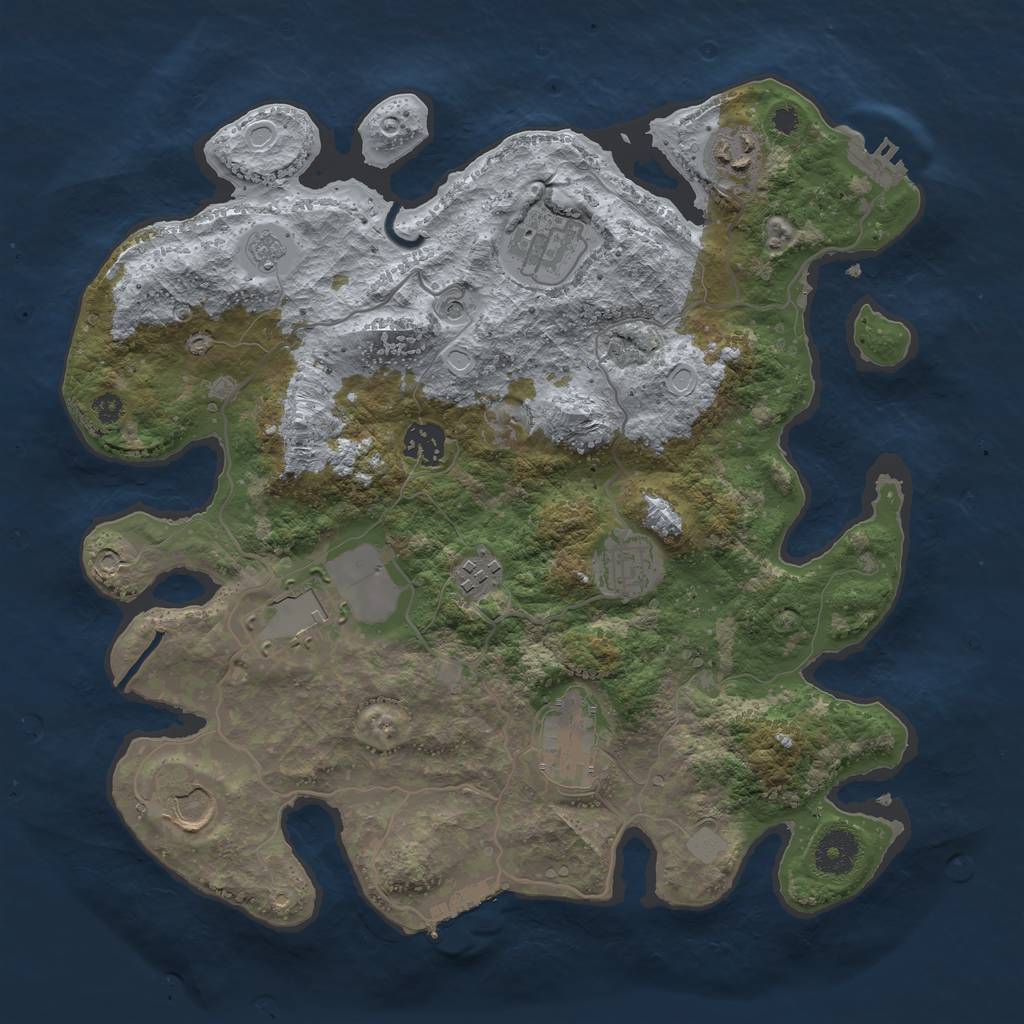 Rust Map: Procedural Map, Size: 3500, Seed: 528171526, 17 Monuments