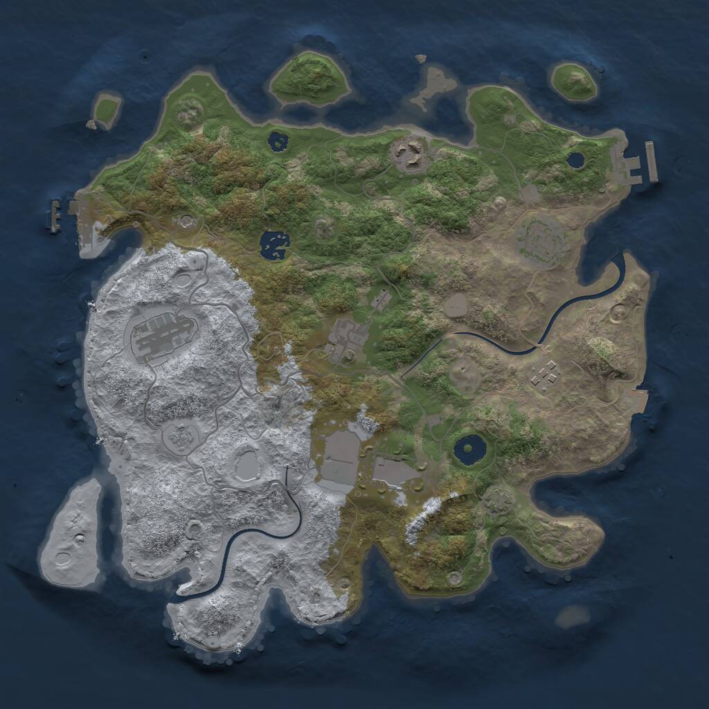 Rust Map: Procedural Map, Size: 3500, Seed: 661440721, 13 Monuments