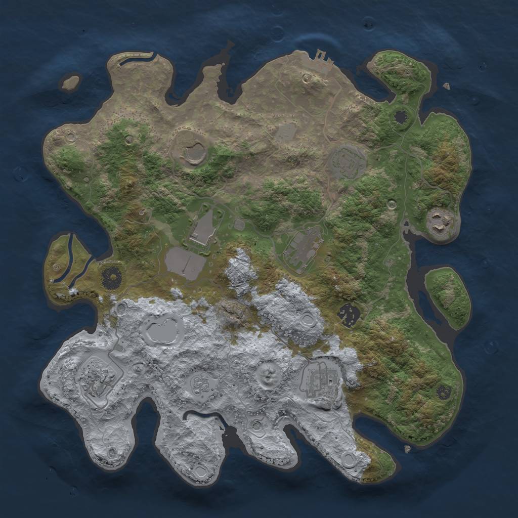 Rust Map: Procedural Map, Size: 3500, Seed: 110945, 14 Monuments