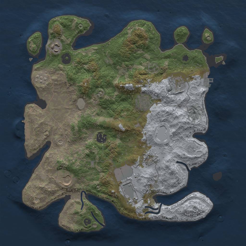 Rust Map: Procedural Map, Size: 3500, Seed: 1452194181, 17 Monuments