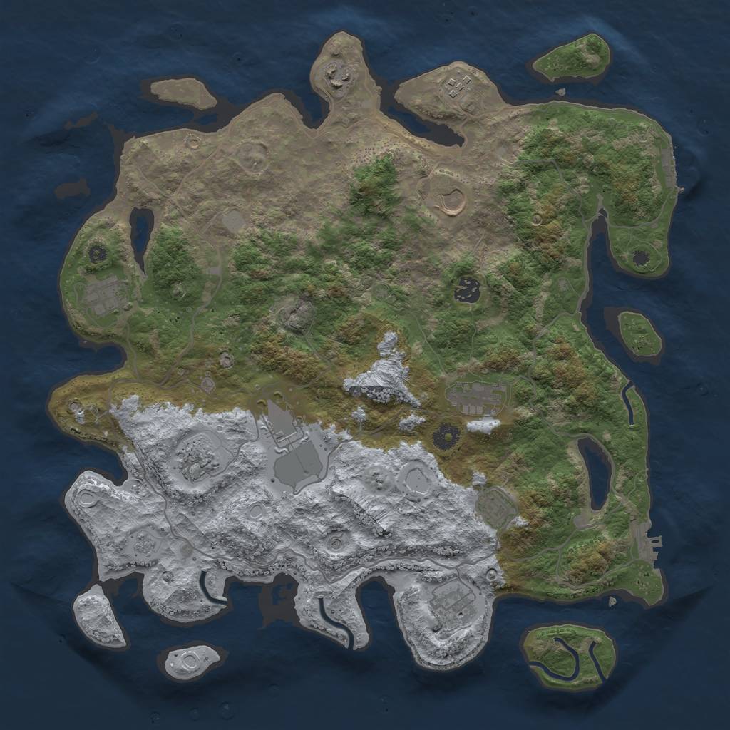 Rust Map: Procedural Map, Size: 4100, Seed: 889752, 19 Monuments