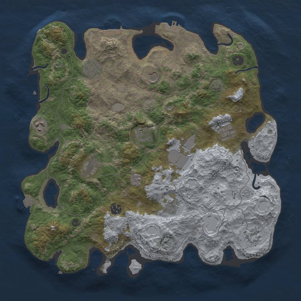 Rust Map: Procedural Map, Size: 4050, Seed: 1135914887, 19 Monuments