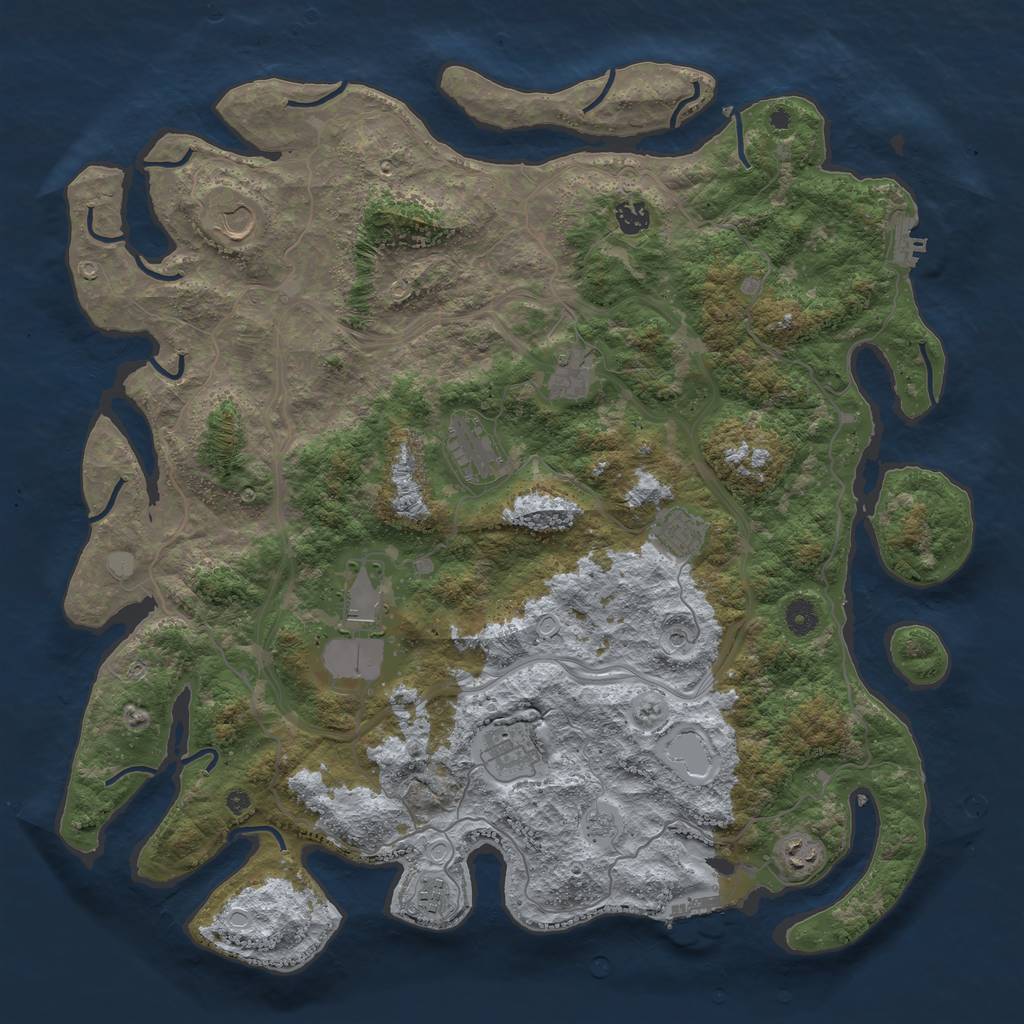 Rust Map: Procedural Map, Size: 4500, Seed: 1431026, 18 Monuments