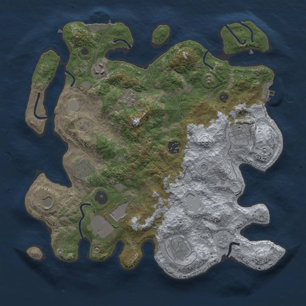 Rust Map: Procedural Map, Size: 3500, Seed: 5465456, 17 Monuments