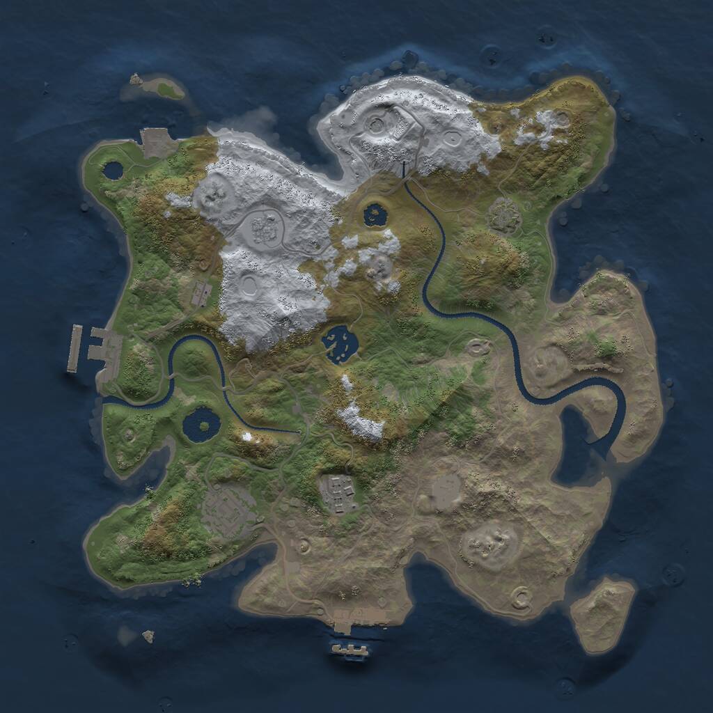 Rust Map: Procedural Map, Size: 3000, Seed: 76816, 9 Monuments