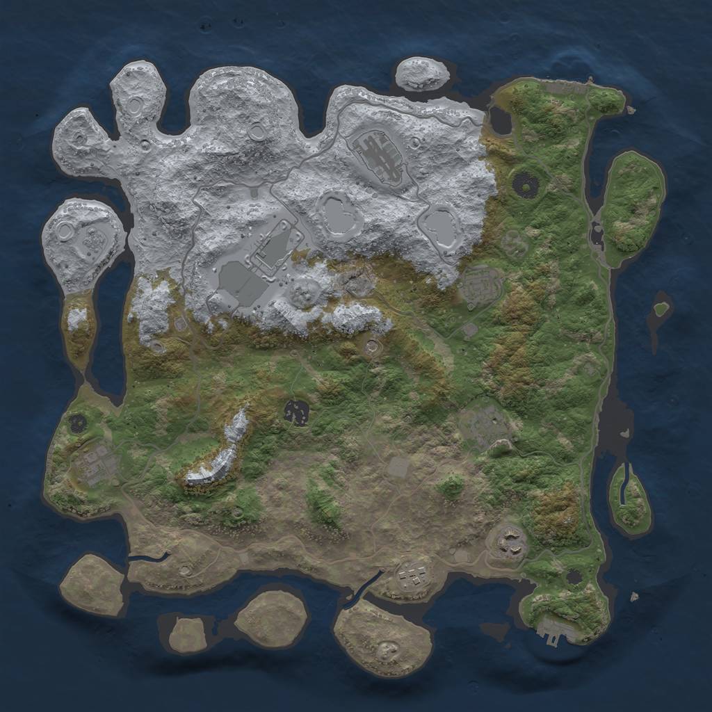 Rust Map: Procedural Map, Size: 4000, Seed: 1373881461, 17 Monuments