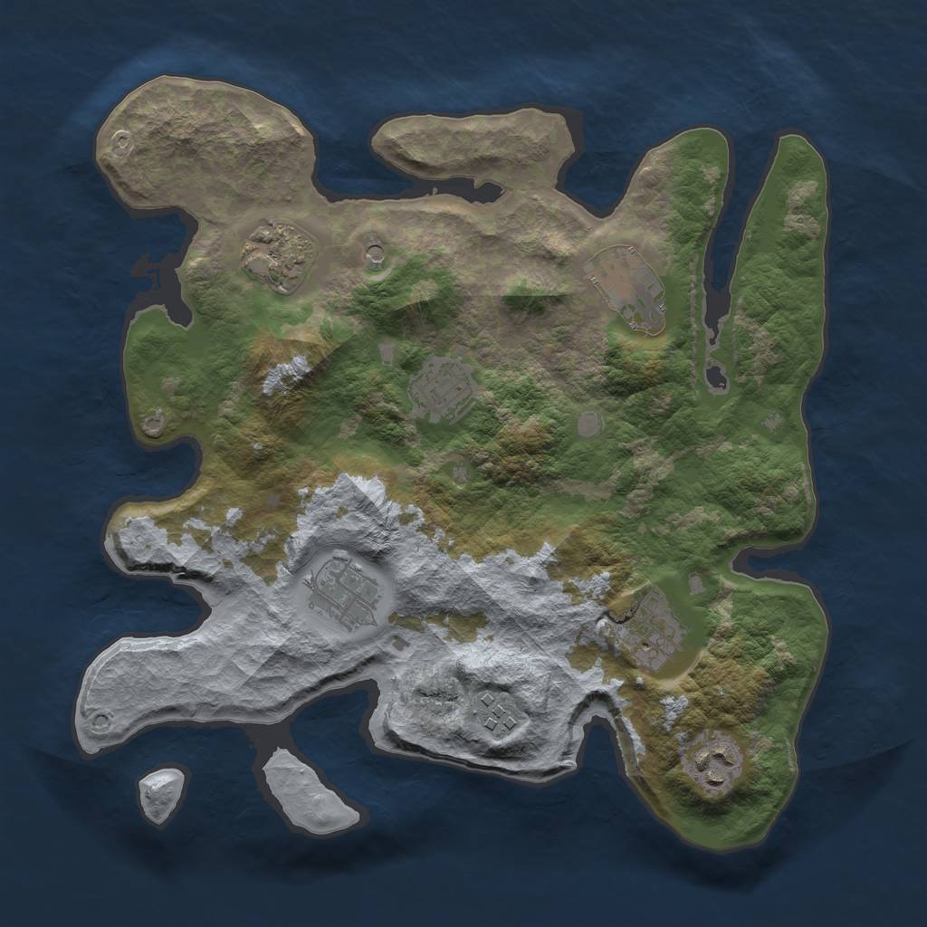 Rust Map: Barren, Size: 3200, Seed: 506460352, 10 Monuments