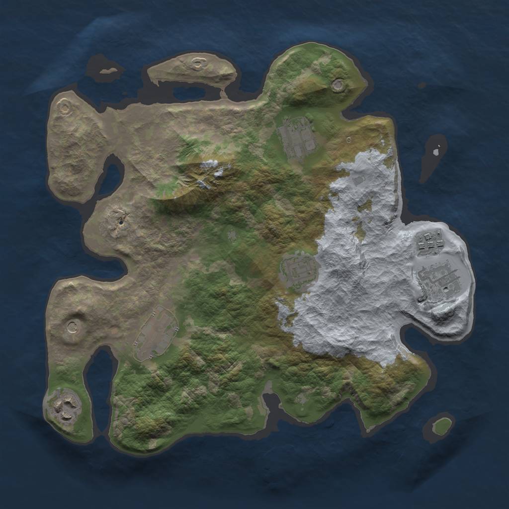 Rust Map: Barren, Size: 3000, Seed: 1002, 9 Monuments