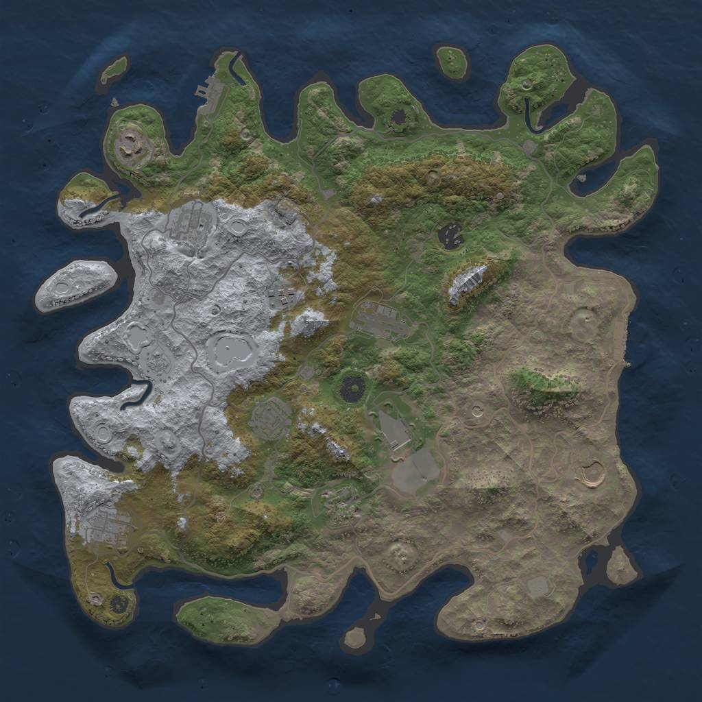 Rust Map: Procedural Map, Size: 4000, Seed: 1524141207, 19 Monuments