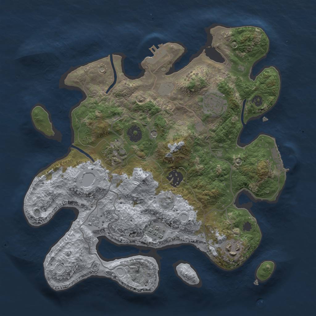 Rust Map: Procedural Map, Size: 3000, Seed: 1273043881, 14 Monuments