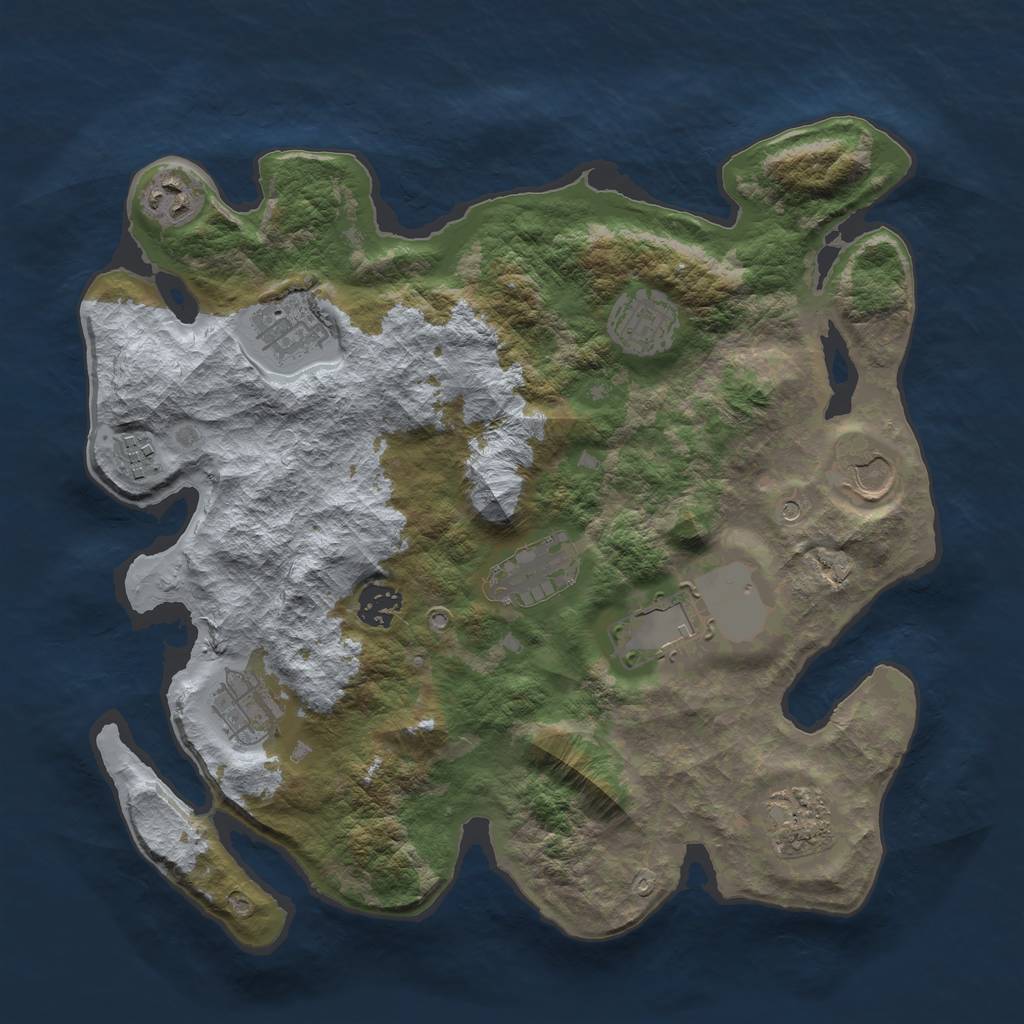 Rust Map: Barren, Size: 3500, Seed: 309, 13 Monuments