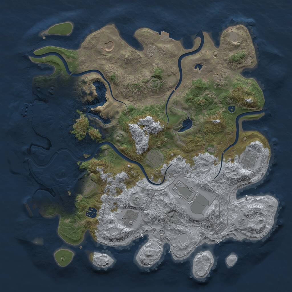 Rust Map: Procedural Map, Size: 4050, Seed: 1151227159, 15 Monuments