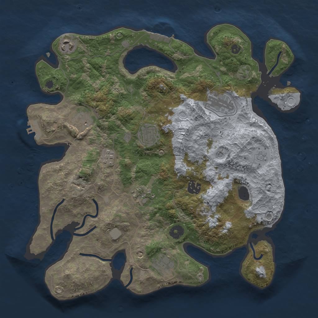 Rust Map: Procedural Map, Size: 3450, Seed: 100000, 17 Monuments