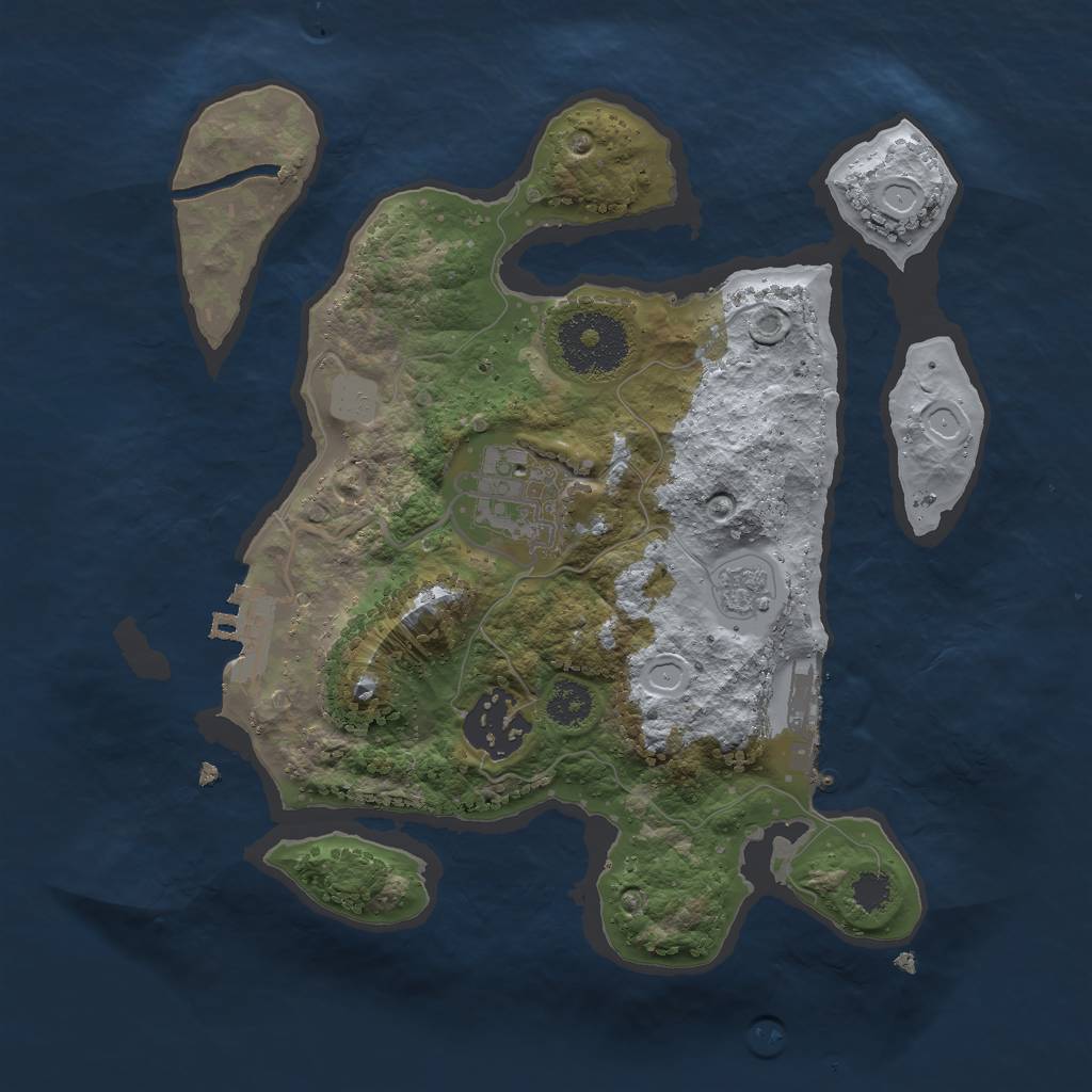 Rust Map: Procedural Map, Size: 2500, Seed: 43985, 10 Monuments