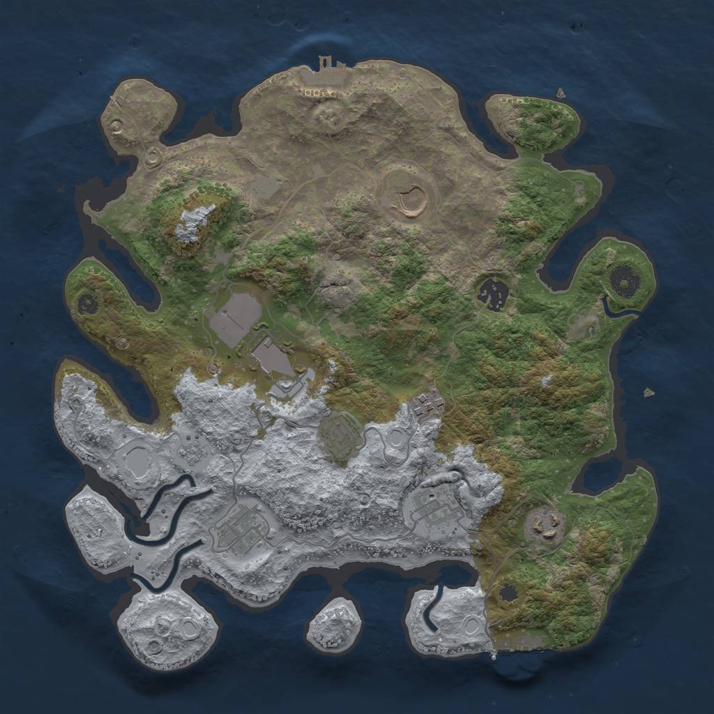 Rust Map: Procedural Map, Size: 3500, Seed: 19599, 16 Monuments