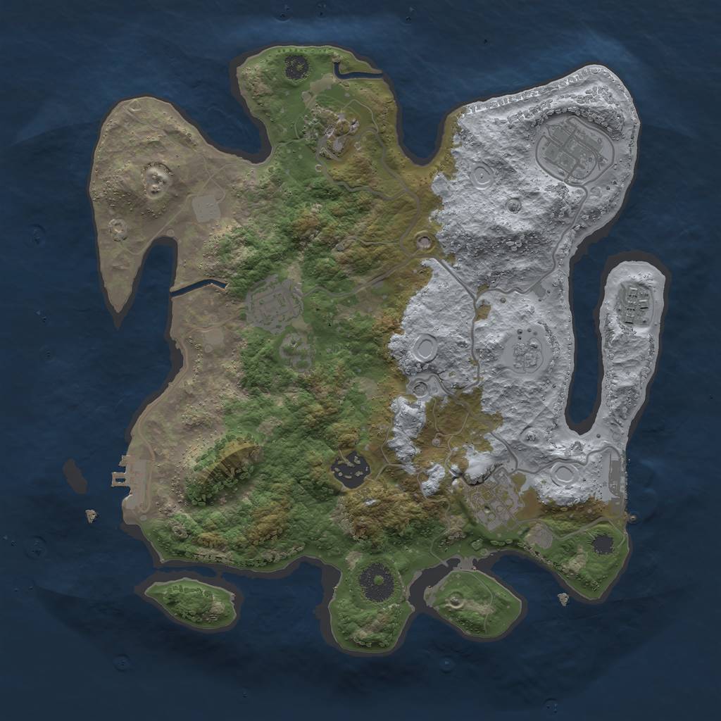Rust Map: Procedural Map, Size: 3000, Seed: 43985, 15 Monuments