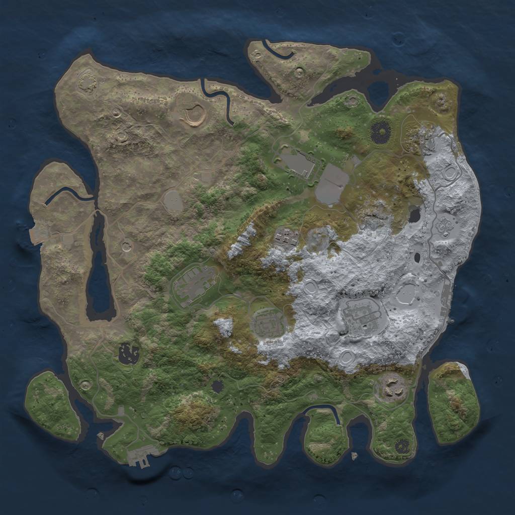 Rust Map: Procedural Map, Size: 3500, Seed: 85085415, 17 Monuments