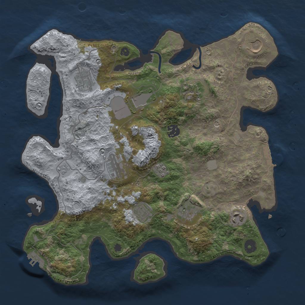 Rust Map: Procedural Map, Size: 3500, Seed: 1619011946, 19 Monuments