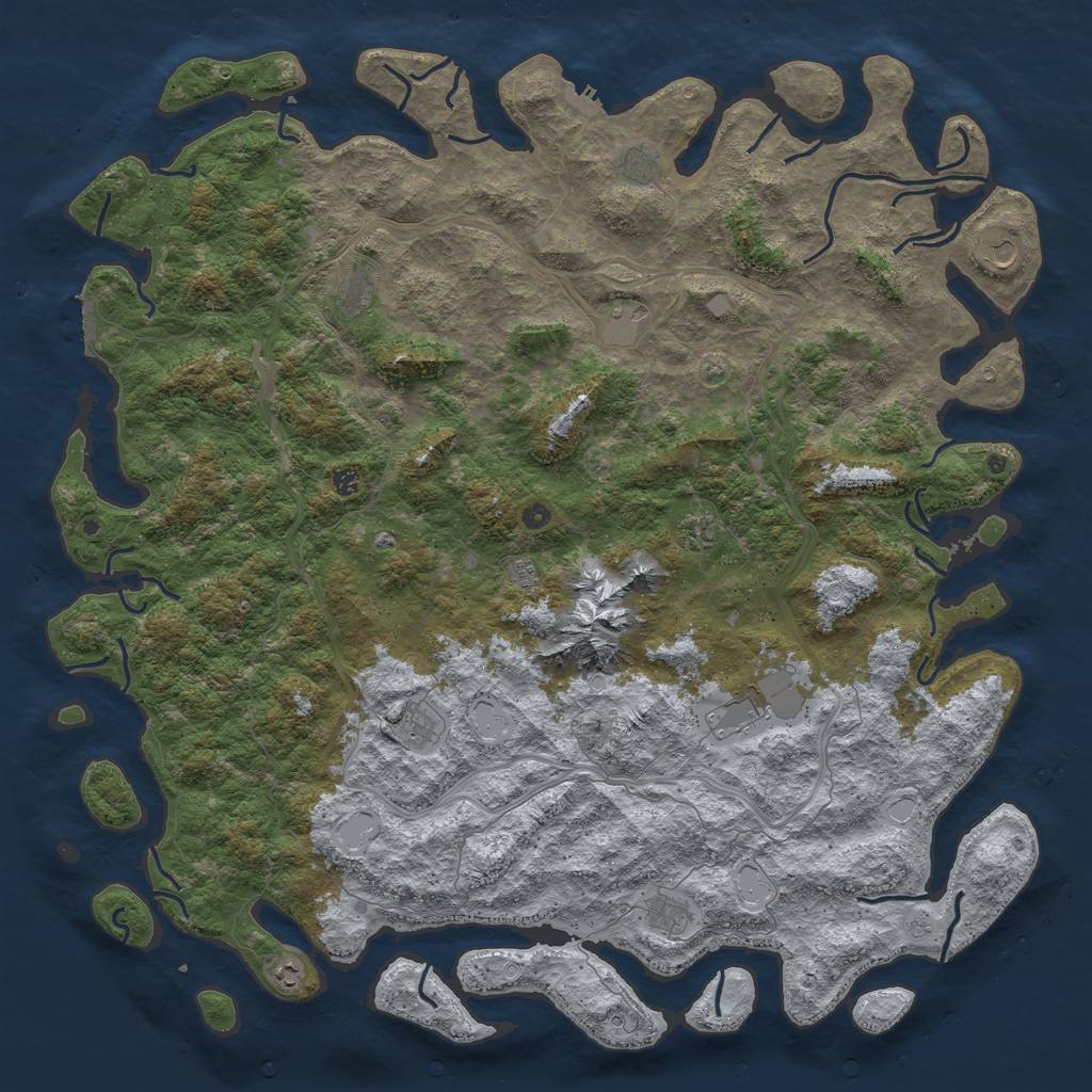 Rust Map: Procedural Map, Size: 6000, Seed: 436408081, 20 Monuments