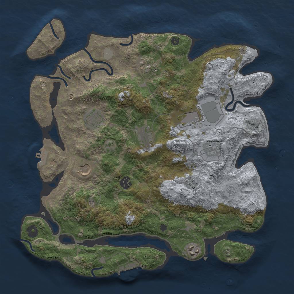 Rust Map: Procedural Map, Size: 3700, Seed: 552539565, 18 Monuments