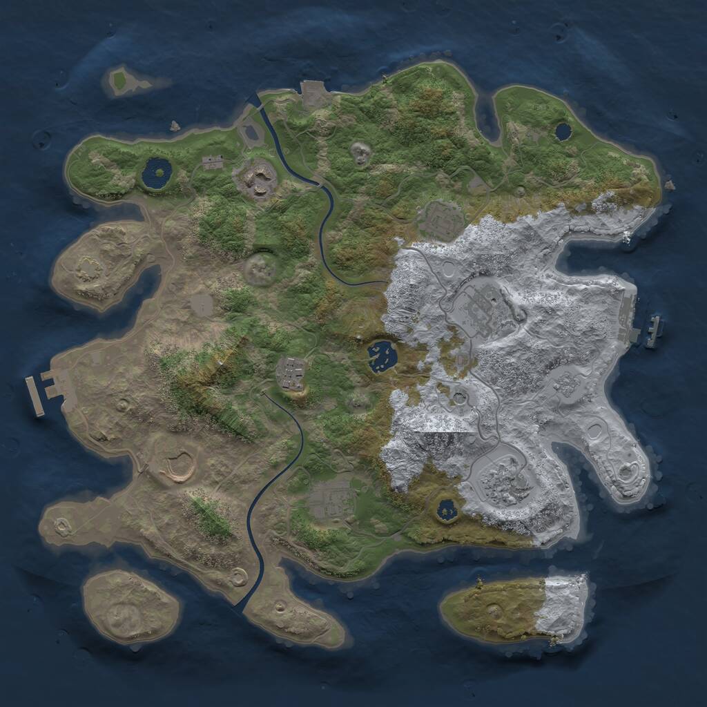 Rust Map: Procedural Map, Size: 3500, Seed: 1710000, 14 Monuments