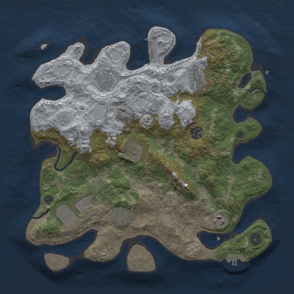 Rust Map: Procedural Map, Size: 3600, Seed: 158333222, 17 Monuments
