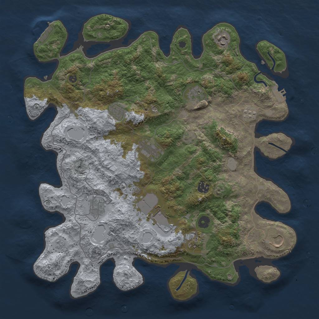 Rust Map: Procedural Map, Size: 4000, Seed: 42710023, 17 Monuments