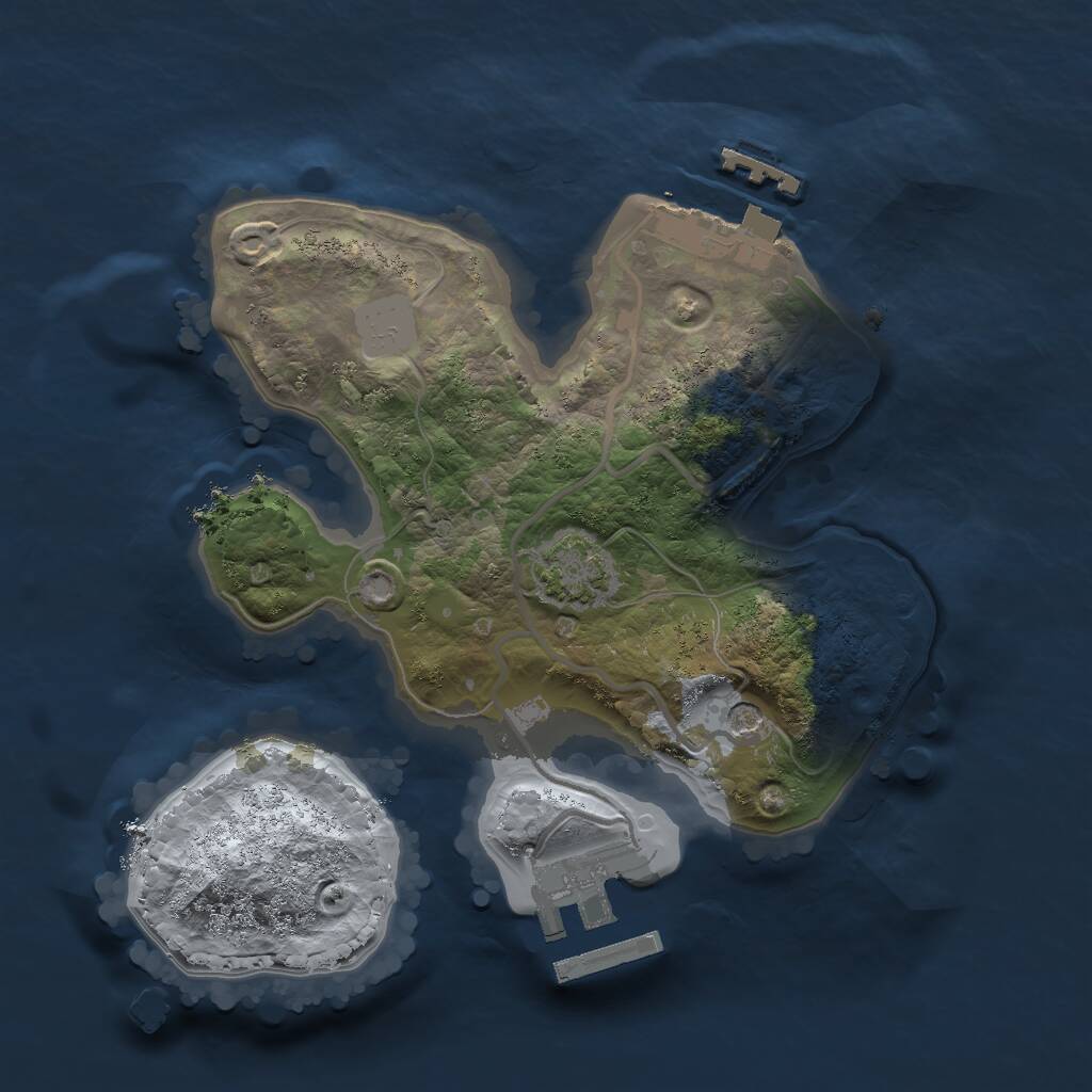 Rust Map: Procedural Map, Size: 2000, Seed: 46558, 5 Monuments