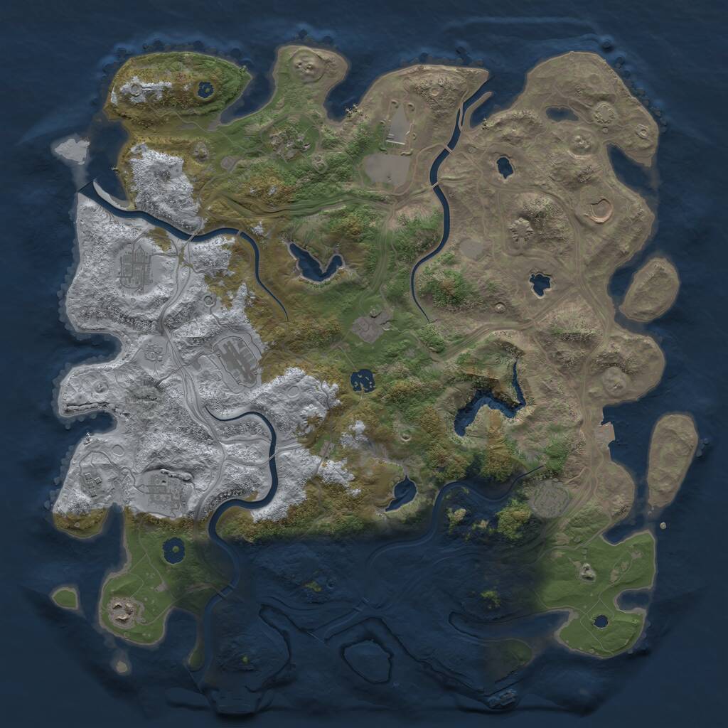 Rust Map: Procedural Map, Size: 4500, Seed: 439563326, 17 Monuments