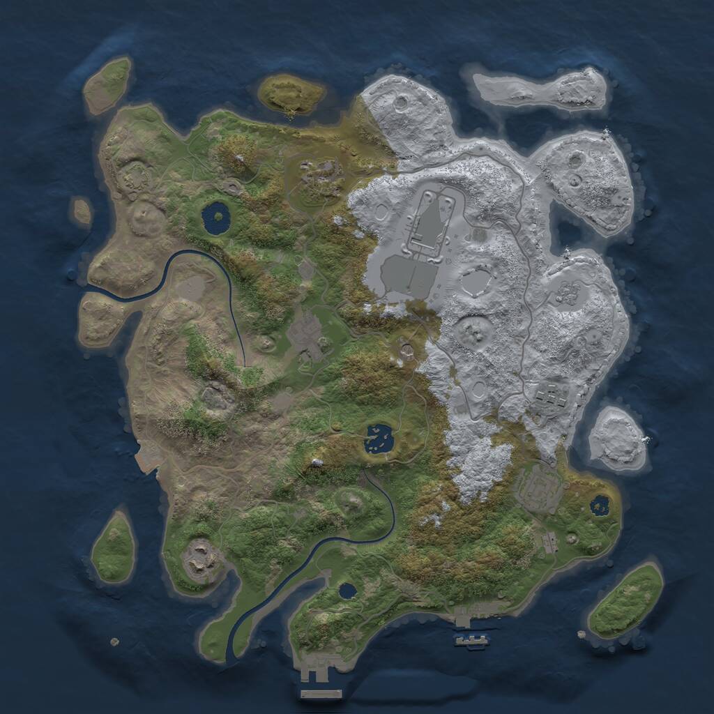 Rust Map: Procedural Map, Size: 3500, Seed: 7499322, 13 Monuments