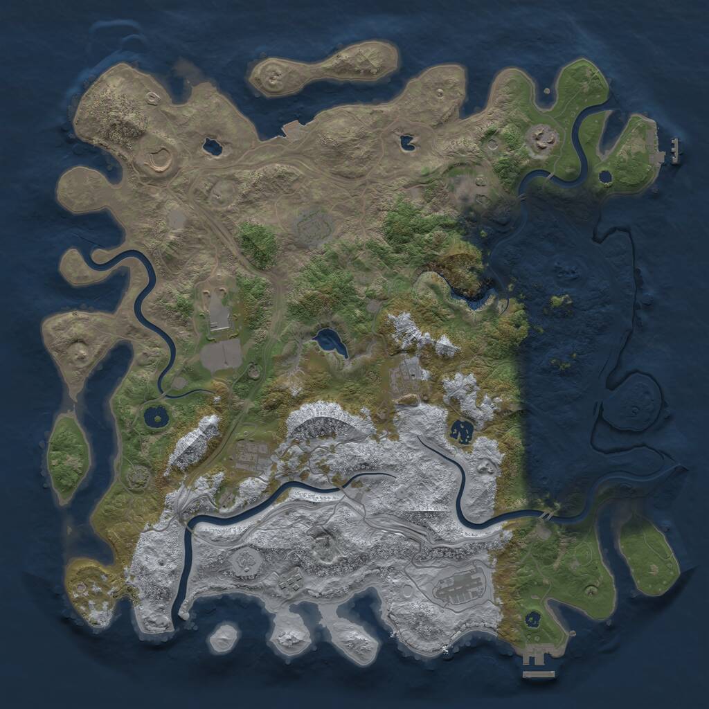 Rust Map: Procedural Map, Size: 4500, Seed: 113301790, 16 Monuments