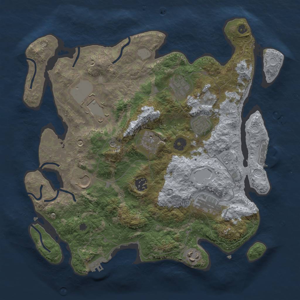 Rust Map: Procedural Map, Size: 3500, Seed: 10983126, 15 Monuments